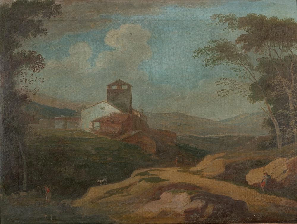 Vincenzo Martinelli-Paesaggio con chiesina 